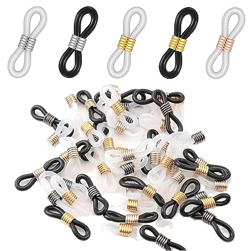 100 Pieces Adjustable Rubber Flexible Eyeglass Chain Ends