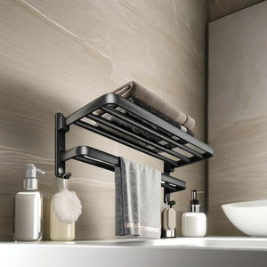 Moderno Juego de Accesorios de Baño de Aluminio de 2 Niveles para Montar en la Pared, con Gancho Esquinero, Portarrollos, Anillo para Toallas y Barra para Toallas, Pulido, para Hoteles - Product Image 2