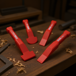 Juego de cinceles D/S4 de 4 piezas con mango de plástico rojo para trabajar la madera y el metal - Product Image 3