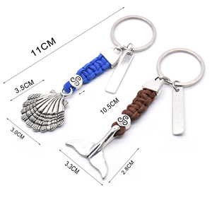 Porte-clés artisanal en forme de coquillage, en alliage de zinc, couleur bleu café, souvenir de voyage portable pour la plage, cadeau - Product Image 4