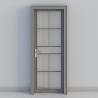 Puerta de Seguridad Económica de Vidrio con Marco de Aluminio, Puerta Interior Insonorizada Abatible de Vidrio Moderna para Oficina, Cocina, Baño