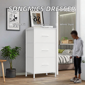 Commode de chambre <span class=keywords><strong>SONGMICS</strong></span> à 3 tiroirs en acier, MDF et tissu non tissé, pour entrée ou salon, montage facile, blanc neige nuage - Product Image 2