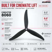 Hélices de drone GEMFAN haute résistance 8060, 8 pouces, 3 pales, en fibre de verre et nylon, pour drones de cinéma professionnels