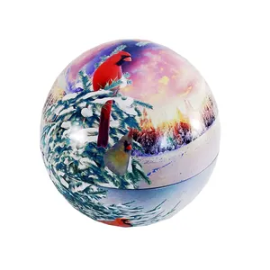 Custom Logo Printed Ball Tin Box Christmas Theme Tin Ball Box Spherosome Metal Box