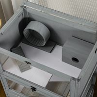 Jaula de madera para hámster, casa para animales pequeños con malla de alambre, rampa frontal transparente, bandeja extraíble, rueda de ejercicio, estante de almacenamiento, para interiores.