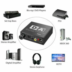 Convertisseur audio numérique-analogique Hifi DAC avec contrôle du volume, entrée et sortie optique Toslink, coaxiale, <span class=keywords><strong>SPDIF</strong></span> vers RCA R/L, prise <span class=keywords><strong>jack</strong></span> 3,5 mm - Product Image 1