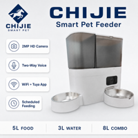 Fontaine à eau moderne pour chat en acier inoxydable et distributeur de nourriture pour animaux de compagnie avec caméra WiFi, contrôle par application Tuya, capacité de 8 L pour chiens et chats
