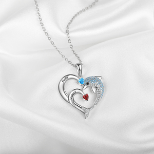 <span class=keywords><strong>Collier</strong></span> personnalisé avec pierre de naissance, cadeau tendance pour la Saint-Valentin et les anniversaires, <span class=keywords><strong>collier</strong></span> avec nom personnalisé, cœur, <span class=keywords><strong>dauphin</strong></span>, diamant incrusté - Product Image 6