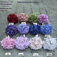Bunga Hydrangea Buatan 3D Cetak Tunggal Warna Ungu Tangkai Lina Bunga Palsu Dekorasi Pernikahan Rumah Luar Ruangan Fotografi
