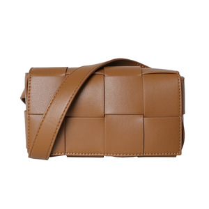 Bolso de Mano de Cuero Genuino para Mujer, Tejido, con Cierre Magnético, Forma Cuadrada, para Teléfono Móvil, Bandolera/Cintura/Pecho, con Detalle de Cadena 100 - Product Image 4