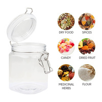Pot en plastique PET transparent de 740 ml avec couvercle à bascule, hermétique, léger, certifié CE, pour le stockage des aliments