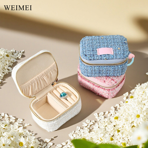 WEIMEI Custom Macaron-colored Portable Jewelry Storage Bag Jewelry Travel Organizer <b>Box</b> Ring Necklace <b>Earring</b> with Beaded Chain - Product Image 5