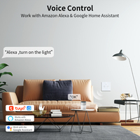 Interrupteur tactile intelligent pour éclairage, 2 gangs, sans fil, compatible avec Tuya, commande vocale, verre trempé, sans neutre, pour maison intelligente