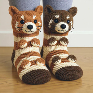 Chaussettes d'intérieur tricotées antidérapantes 3D animales, haute qualité, populaires hiver 2025, simulation Panda <span class=keywords><strong>Salamandre</strong></span>, au-dessus du genou - Product Image 3