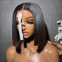 Wig Rambut Asli Bone Straight 2X6 Lace Short Bob, Vendor Cina, Kepadatan 210, HD Lace Frontal