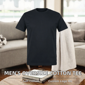 T-shirt surdimensionné pour homme 100% coton, col rond, manches courtes, tee-shirt uni, logo personnalisé, vêtements décontractés - Product Image 2