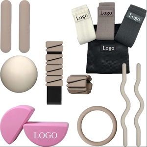 Black Pilates Accessories Set Silicone Wrist and Ankle Weights Ring-Weight Barbell <b>Dumbbells</b> for Exercise Yoga Workout Strength - Product Image 4
