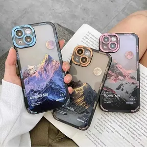 Zonsondergang Cloud Mountain Ontwerp Geschilderd Case Voor Apple Iphone 13 Pro Max Soft Tpu Phone Cover Voor Iphone 12 11 pro Max Case