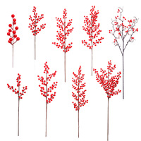 Kunstmatige rode bessen van plastic, bloemstuk voor Kerstmis en nieuwjaar, 30-100cm, decoratie voor thuis en kantoor