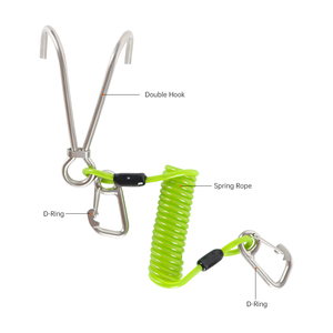 Crochet de plongée double en acier inoxydable 316 avec cordon à ressort en spirale anti-perte pour équipement de plongée sous-marine - Product Image 4
