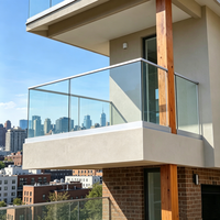 Rampe en verre moderne en alliage d'aluminium haute résistance à la rouille, à fixation au sol, pour escaliers et balcons d'appartements