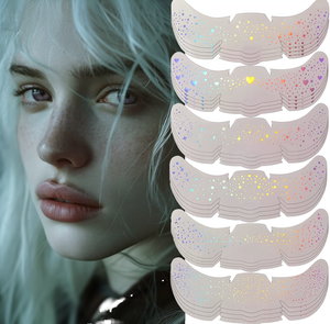 24 Pièces de Patchs de <span class=keywords><strong>Tatouage</strong></span> Temporaire pour le Visage, Écologiques, Holographiques, Multichromes, Pailletés, en Forme de Cœur et d'Étoile, Imperméables, pour le Maquillage Féminin - Product Image 1