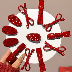 Lindo Clip lateral flequillo accesorio para el cabello dulce lazo de lunares ovalado pico de pato horquilla para niños hecho de plástico - Product Image 4