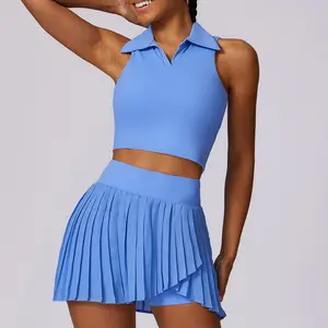 Vestido de tênis para ioga e corrida, camiseta esportiva para lazer ao ar livre de verão, roupa fitness respirável