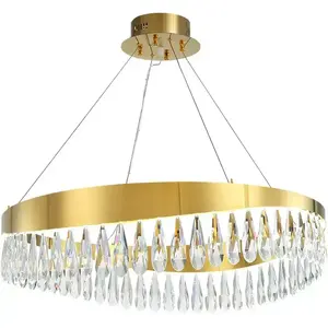 Zèle Éclairage lustre hôtel salon moderne led anneau cristal cercle suspension lampe pour salle à manger - Product Image 6