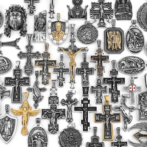 Colgante de Cruz de Acero Inoxidable 316L al por Mayor, Pieza de Jesús, San Miguel, San Cristóbal, Joyería Religiosa Resistente al Deslustre, Listo para Enviar - Product Image 1