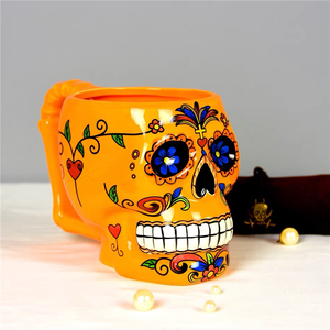 Tasse à crâne en céramique Tasse à crâne en sucre pour le jour des morts - Product Image 4