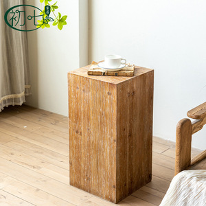 American Style Wooden Side <b>Table</b> Retro Distressed Handmade <b>Coffee</b> <b>Table</b> For Living Room Bedroom Wedding Prop - Product Image 2