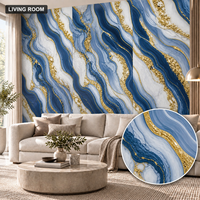 Papier peint auto-adhésif en marbre bleu, blanc et or avec surface PET nettoyable pour murs décoratifs intérieurs