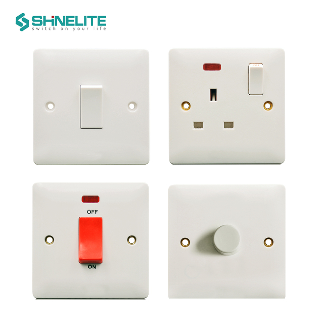 GCC CE CB Bakelite Super-slim Design Wall Switch Classic Small Button Ultra-thin Light Switches Electrical Switch Multi Socket