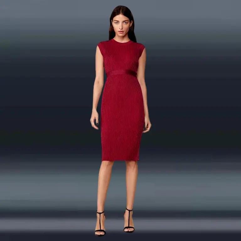 Novance Balut Jubah B2818 Gaun Merah 2021 Tanpa Lengan Leher Bulat Ke Lutut Kasual Rok Formal Wanita Pakaian Vintage