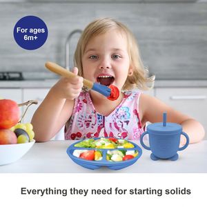 Plato de Silicona de Grado Alimenticio para Bebés, Tazón con Succión, Juego de Vajilla para Bebés, Platos para Niños, Juego de Platos para la Cena - Product Image 2