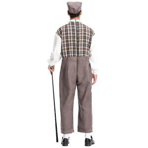 Costume rayé deux pièces de style britannique pour grand-père XJHalloween, comprenant une tenue de gentleman pour les jeux de rôle. - Product Image 2