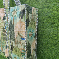 Bolsa de mano Floral Reversible de algodón acolchado hecha a mano Boho ecológica sostenible resistente bolsa de compras de comestibles impresa a mano