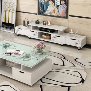 Mobile TV Moderno Estensibile in Legno, Console Multimediale con Armadietto Contenitore, <span class=keywords><strong>Centro</strong></span> Intrattenimento da Terra per Soggiorno - Product Image 2