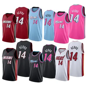miami basketball uniformen Suppliers-Günstige Miami Herren Tyler Herro Trikot Basketball Uniformen Hochwertige #14 Tyler Herro Wärme Basketball Trikot