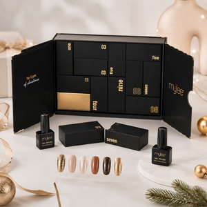 Caja Rígida Magnética Premium Personalizada de 12 Días con 12 Cajas Interiores con Papel Dorado, Empaque de Regalo para Esmalte de Uñas en Gel Negro, <span class=keywords><strong>Calendario</strong></span> de Adviento de Belleza - Product Image 5