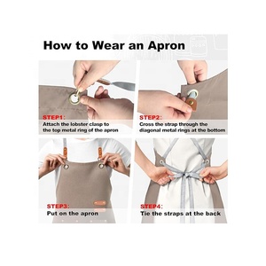 Wholesale High Quality Multi Pocket Kitchen Work Apron Custom Logo Canvas Fabric Aprons Colorful Hair Salon Beauty <strong>Kooking</strong> Chef - Product Image 3