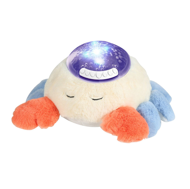 KS Baby Anxiety Soothing Plush Toy Sleep Soother Adjustable Volume Lullaby Crab Ceiling Night Light Projector Baby Calm Doll Toy