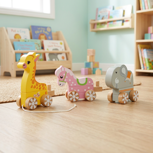 Tren de juguete para niños con forma de animales, ecológico, no tóxico, de madera y caucho, en caja con logo impreso, para edades de 2 a 4 años. - Product Image 3
