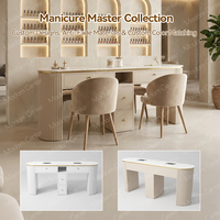 Station de manucure minimaliste Madamcenter, résistante à l'acétone, double poste, plateau en marbre, écologique