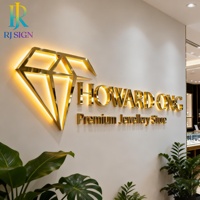 Enseigne lumineuse 3D LED rétroéclairée en acier inoxydable pour entreprise, panneau de signalisation pour bâtiment commercial