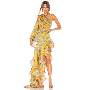 Robe de soirée asymétrique à épaule dénudée, tenue Maxi, avec ourlet asymétrique, à la mode, vente en gros, nouvelle collection - Product Image 4