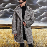 Manteau d'hiver long de luxe pour homme, style européen 2024, en fourrure de renard écologique et imperméable, vente en gros OEM FESHO WEAR, 70% revers rabattable
