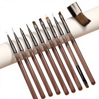 Lot de 9 stylos professionnels japonais en poils synthétiques pour nail art, pour la photothérapie et le traçage de lignes, idéal pour les débutants et la manucure DIY à domicile