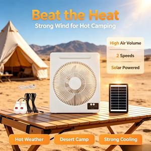 Recommend English <b>Fan</b> High Airflow Solar <b>Fan</b> With Solar Panel Return And Replacement Solar Usb Rechageable <b>Fan</b> With Light - Product Image 1